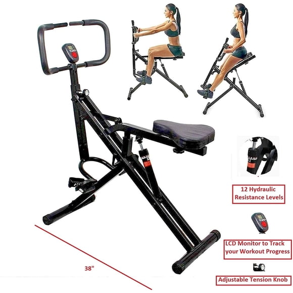 Power Rider Total Crunch Ultimate Home Gym AB Crunch Abdominal Trainer Squat Exercise Workout Full Body Muscle and Cardio Fitness Trainer Machine