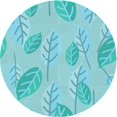 thumbnail image 1 of Ahgly Company Tapis de Zone Rond d'Intérieur Lavable à la Machine, Transitionnel, Bleu Turquoise Vert, 4 Pieds Rond, 1 of 7