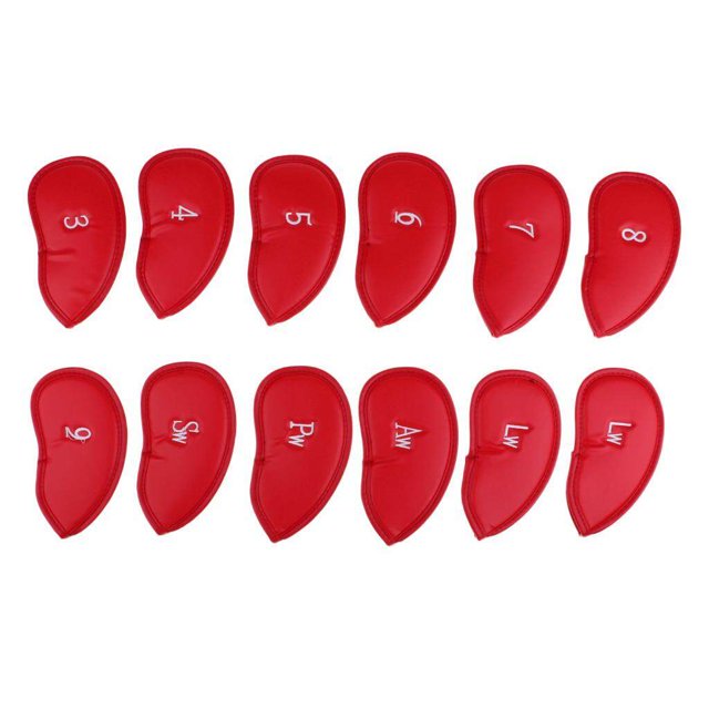 ziyahi 12 Pieces Waterproof PU Leather Golf Iron Head Cover Headcover Set Red
