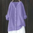 thumbnail image 2 of AherBiu Plus Size Tops for Women Cotton Linen Button down Shirts Causal Long Sleeve Fall Loose Fitting Blouses, 2 of 3