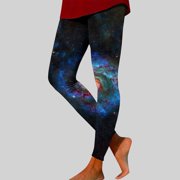 TaTaai Starry Sky Print Stretchy Elastic Fashion Women High Waisted Yoga Pants Non-see-through Breathable Gym Workout Casual Daily Leggings Gift