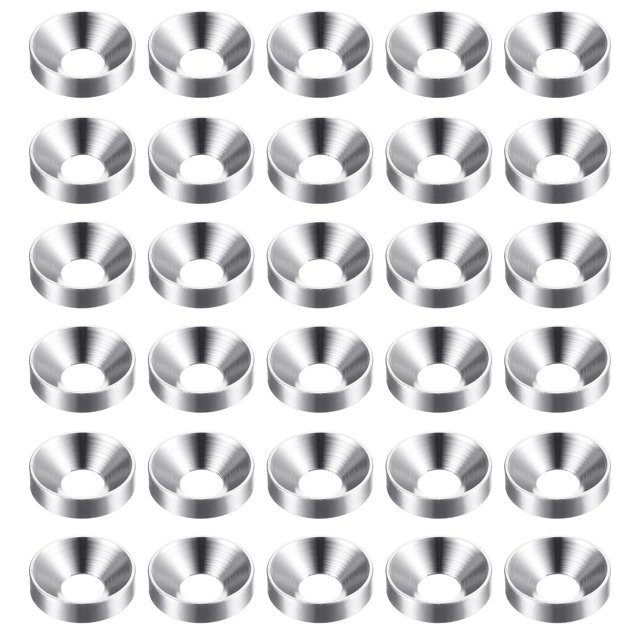 Unique Bargains Lot de 30 Rondelles à Encastrer M4 en Alliage d'Aluminium Anodisé pour Finition, Argent