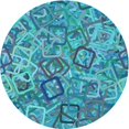 thumbnail image 1 of Ahgly Company Tapis d'Intérieur Ronds Transitionnels Bleus Lavables à la Machine, 5 Pieds Rond, 1 of 7