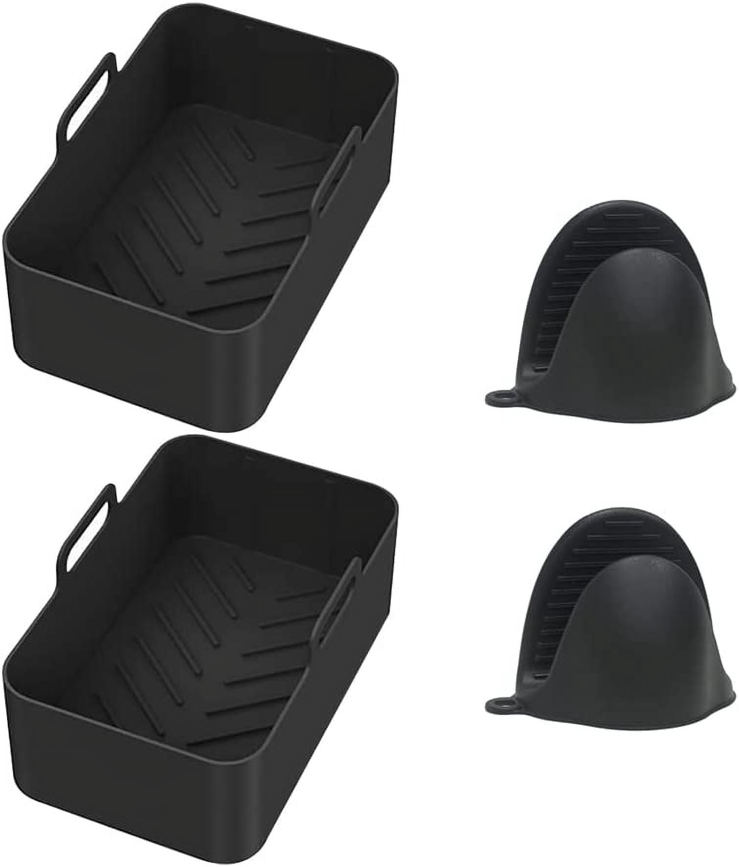 Jinsinto Silicone Pot for Double Air Fryer, 2PCS Reusable Air Fryer Liners, Silicone Air Fryer Basket, Accessory for Air Fryer, Oven, Microwave, Cake Mold, black