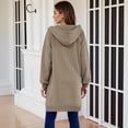 thumbnail image 4 of HAiming Womens over Size Solid Color Long Hoodie Jacket Casual Long Sleeve Drawstring Hooded Sweatshirt, 4 of 9