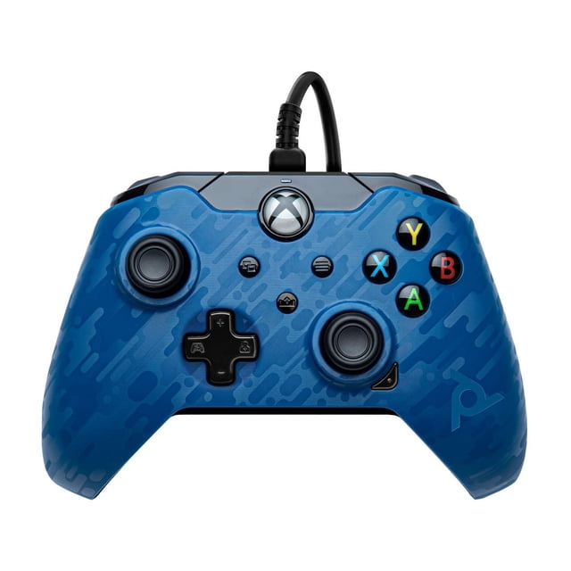 PDP Gaming Wired Controller : Revenant Blue pour Xbox Series X/S et Xbox One, Vue Frontale d'Une Manette Filaire camouflage Bleu avec Joysticks Noirs, D-pad Noir, Boutons Colorés a, B, X, Y, Bouton logo Xbox et Câble Détachable de 8 Pieds pour des Séances de Jeu Confortables.