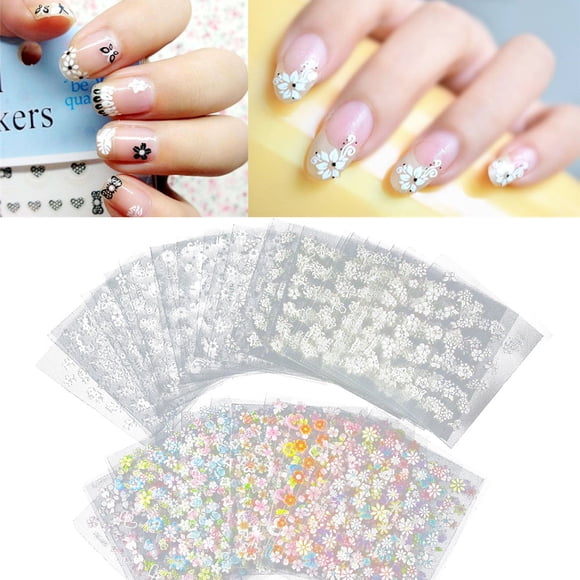FcBaudy Press on Nails, False nail, Gifts for Women 50pcs Flower Nail Art Stickers Decals Manicure Gold/Silver Decoration Tips Nail Art