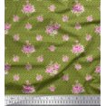 thumbnail image 1 of Soimoi Poly Georgette Tissu Triangle, Feuilles & Rose Imprimé Floral Tissu 1 Yard 52 Pouces de Large, 1 of 3