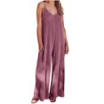 thumbnail image 1 of Plebaso Women's V Neck Sleeveless Jumpsuits Loose Spaghetti Strap Casual Wide Leg Rompers with Pockets, 1 of 6