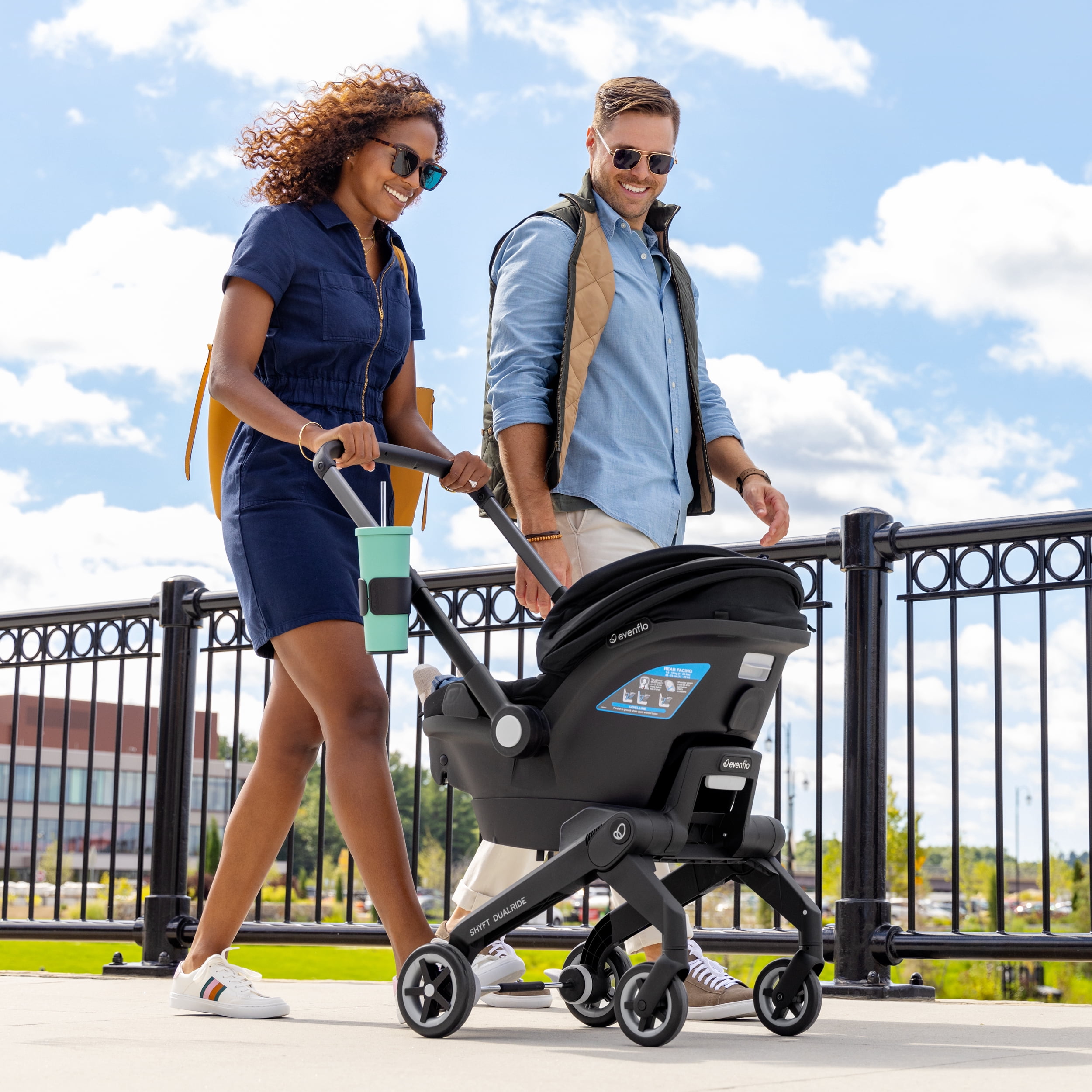 Evenflo Shyft DualRide Infant Car Seat and Stroller Combo (Weight 3-30 lbs, Height Max 32")