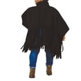 thumbnail image 2 of Womens Turtleneck Fringe Tops Solid Color Batwing Sleeve Plus Size Poncho Oversized Tassel Sweatshirt, 2 of 6