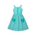 thumbnail image 1 of Robe Fille à Bretelles Spaghetti Cœur avec Poches à Carreaux Verte Robe d'Été Sans Manches 7 Ans, 1 of 6