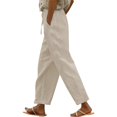 thumbnail image 1 of Women's Casual Linen Pants - High Waist with Side Pockets - Spring/Summer Long Pants, 1 of 4