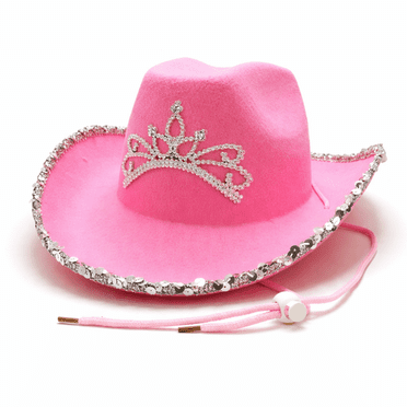 FantastikParty chapeau de cowboy rose fedora d’été à large bord avec sangle réglable