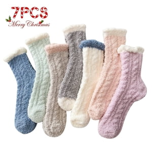 7 Pairs Chaussettes floues pour femmes Chausse fluffi pour femmes chaussettes cozy pour femmes