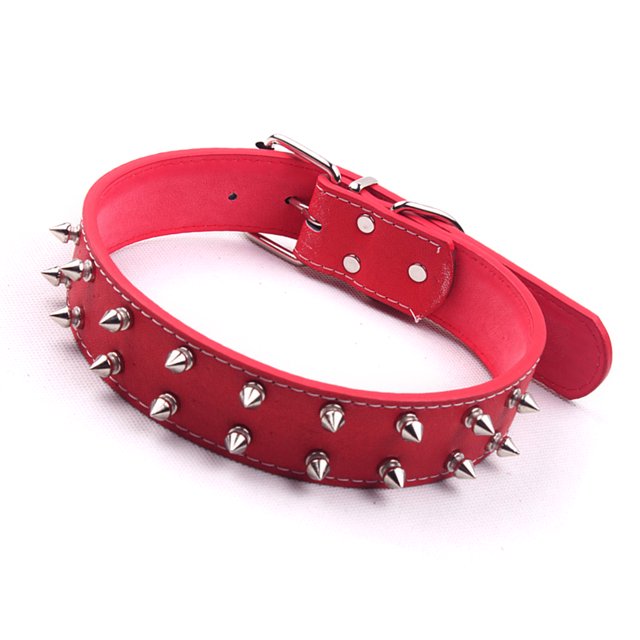 Collier pour Chien à Pointes, Collier pour Chien Clouté en Cuir, Collier pour Chien avec Pointes Style Punk en Laiton, Collier pour Chien à Pointes Réglable, Rivet Clouté en Laiton, Boucle en Laiton, Collier pour Petit Chien