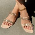 thumbnail image 2 of BADHUD Women's Flat Sandals Flat Slide Sandals with Rhinestone Open Toe Slide Sandals Comfort Casual Walking Sandals, 2 of 5