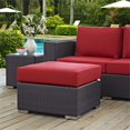 thumbnail image 2 of Modway Convene Square Fabric and Rattan Patio Ottoman in Espresso/Red, 2 of 3