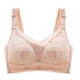 thumbnail image 1 of B91xZ Soft Touch Breathe Bralette Front Closure Plus Size Full Coverage Lace Underwire Racerback Bra,Khaki 34B, 1 of 4