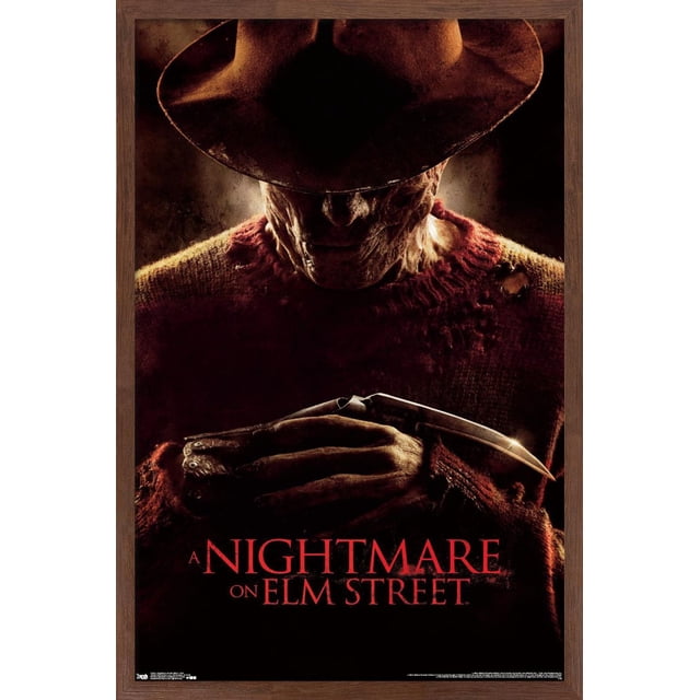 Un Cauchemar sur Elm Street - Affiche Murale 2010, 22,375 Po x 34 Po Montrant Freddy Krueger dans une fedora Brune et un Chandail Rayé Rouge et Vert Usé, Tenant Son Gant Griffe en Métal avec une Lame Courbée, Imprimée sur Papier d'Affiche Lustré, Convient à la Déco de la Maison et aux Pièces à Thème Horrifique.
