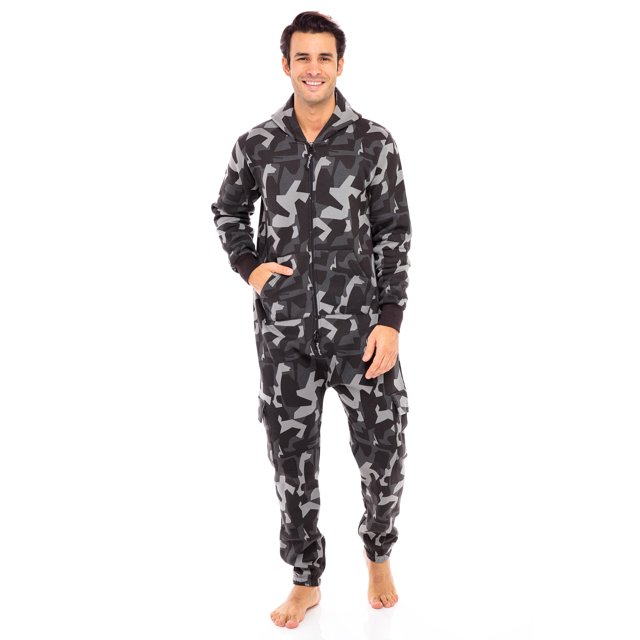 Combinaison de Pyjama Unisexe pour Hommes Adultes une Pièce Sans Pieds