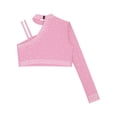 thumbnail image 4 of Manyakai Kids Girls Shiny Rhinestone Jazz Latin Modern Lyrical Dance Crop Tops Irregular Shoulder Pink 14, 4 of 5