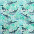 thumbnail image 1 of oneOone Georgette Viscose Turquoise Green Fabric Ocean Dolphin Craft Projects Decor Fabric Printed By The Yard 42 Inch Wide, 1 of 4