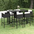 thumbnail image 1 of vidaXL 7 Piece Garden Bar Set with Cushions Poly Rattan Black, 1 of 5