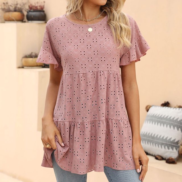 SMihono Hauts d'Été Décontractés pour Femmes, T-shirt Oversize à Manches Courtes et Col Rond pour Femmes 2023