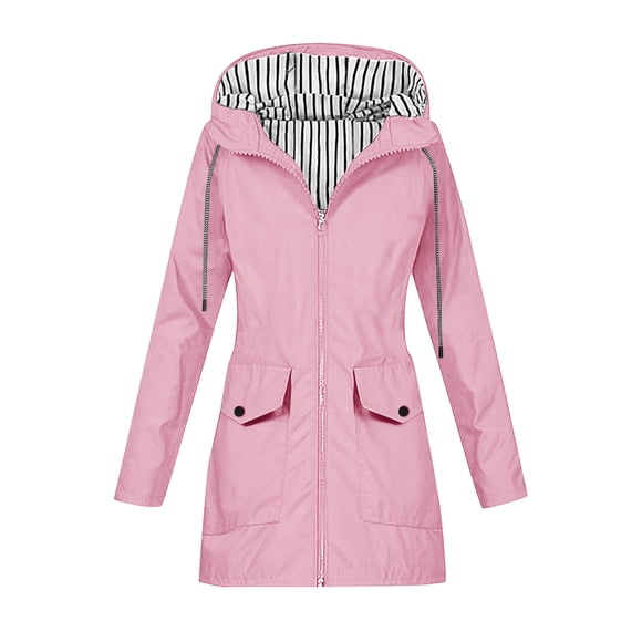 HongQid Rain Jackets for Women Waterproof Rain Coats with Hood Lightweight Windbreaker Outdoor Womens Raincoats
