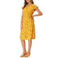 thumbnail image 4 of INSPIRE CHIC Robe Midi Portefeuille pour Femme à Col en V, à Fleurs, avec Volants aux Poignets, 4 of 6