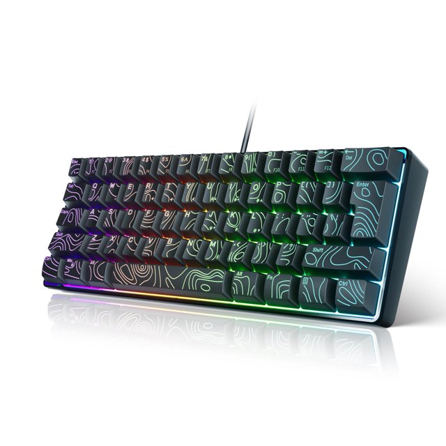 Clavier Mécanique, Clavier de Bureau à Roulement avec Touches RVB N, USB Filaire, 61 Touches pour le Travail