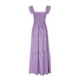 thumbnail image 4 of Robe Maxi à Volants Smockée Sans Manches Col Carré Boho Longue Robe d'Été Plage Vacances, 4 of 5
