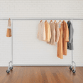 thumbnail image 2 of LEDREM Extendable Heavy-Duty Clothes Rack with Wheels, 243 lb Capacity Garment Rack for Bedroom and Laundry, Chrome-Plated Silver, 2 of 6