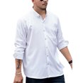 thumbnail image 2 of Innerwin Tunic Shirt Lapel Neck Men Tops Work Button Down Regular Fit Shirts White 170/104cm, 2 of 3