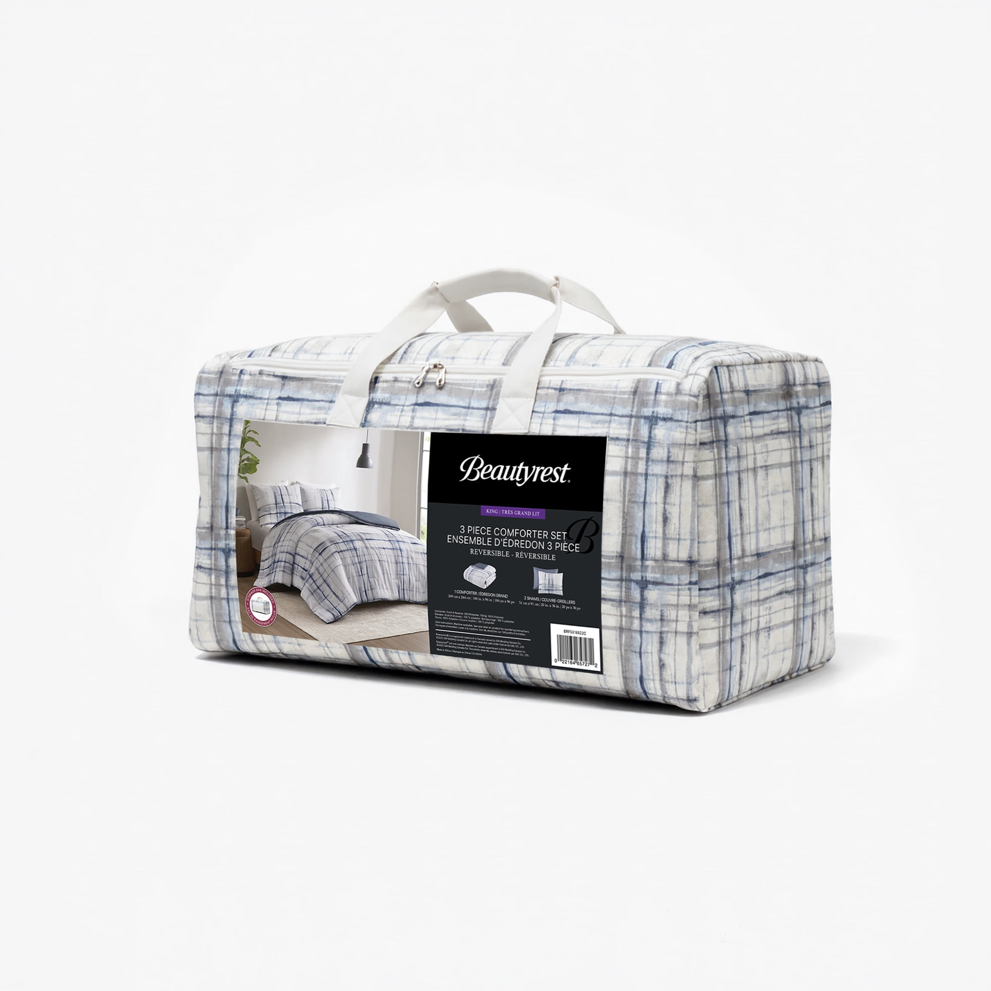 Beautyrest Reversible 3pc Comforter Set + Bonus Duffle Storage Bag