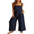 thumbnail image 4 of Women‘s 2 Piece Outfits Square Neck Cotton Tank Crop Top Wide Leg Pants Matching Lounge Set Tracksuit Pockets, 4 of 8