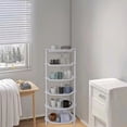 thumbnail image 1 of SHIMELE 6 Tier Storage Rack Multi Layer Organizer Shelf Easy Assembly Home Kitchen Bathroom Office Space Saver White Plastic 75x27x18cm, 1 of 6
