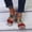 Red, variant on Skechers Sandals for Women Memory Foam Women Sandals Summer Fashion Leopard Beach Shoes Flat Heel Butterfly Sandals Strappy Sandal on Clearance
