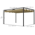 thumbnail image 3 of Outsunny 13' x 10' Patio Pergola with Retractable Canopy, Khaki, 3 of 10