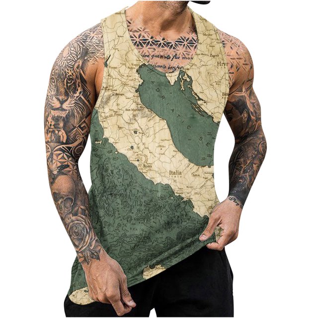 Débardeurs pour Hommes Été Nouvelle Mode Décontractée Camisole Florale Imprimée Sport Col Rond Débardeur Été Débardeurs pour Hommes Débardeurs Sportifs pour Hommes