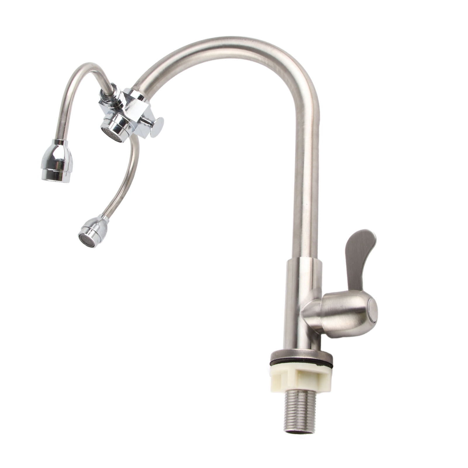 Eye Flush Kit, G1/2 Dual Use Stainless Steel Rotatable Nozzle Faucet Mounted Eyewash Station for Industry