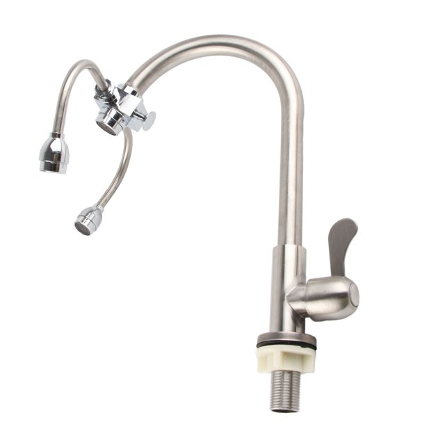 Eye Flush Kit, G1/2 Dual Use Stainless Steel Rotatable Nozzle Faucet Mounted Eyewash Station for Industry