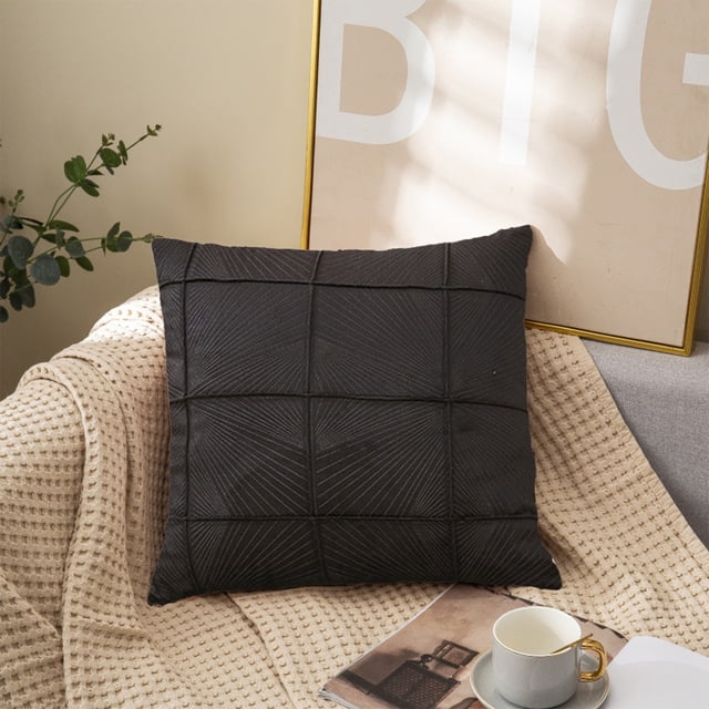 Brushed Pillowcase Line Back Cushion Pillow Case For Sofa Bedroom