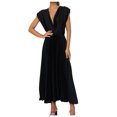 thumbnail image 1 of Robes d'Été pour Femmes 2023 Robes pour Femmes Liquidation Robe Élégante pour Femmes à Col en V Ample Sans Manches à Fermeture Éclair Sans Manches Dos Nu, 1 of 9