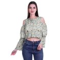 thumbnail image 1 of Moomaya Button Front Cold Shoulder Top Printed  Casual Loose Blouse Short Top, 1 of 4