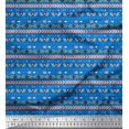 thumbnail image 1 of Soimoi Blue polyester Crepe Fabric Aztec Geometric Printed Fabric 1 Yard 52 Inch Wide, 1 of 3
