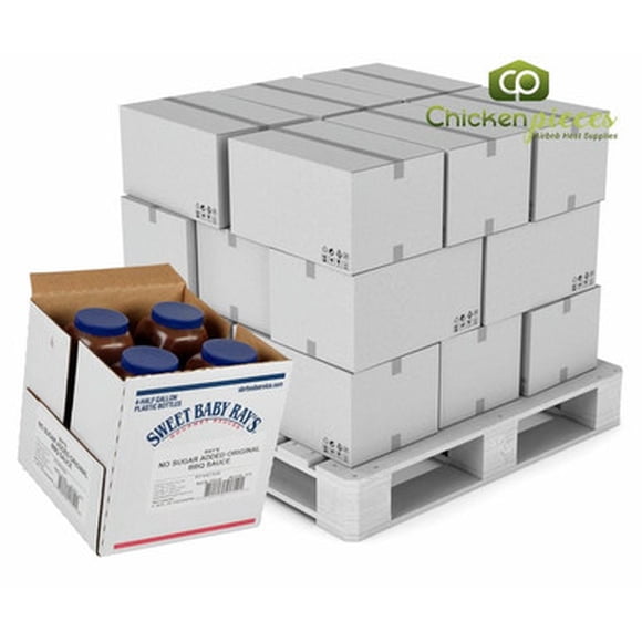 Sweet Baby Ray’s No Sugar Added Barbecue Sauce, Keto-Friendly Wholesale Pallet, 64 oz (1.89L) Professional Jugs (4/Case, 48 Cases Per Pallet)