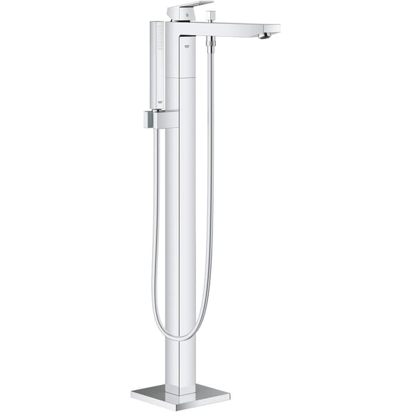 GROHE 23672001 Eurocube Single-Handle Freestanding Tub Faucet with 1.75 GPM Hand Shower, Starlight Chrome