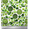 thumbnail image 1 of Soimoi Polyester Crepe Fabric Pear,Lemon & Watermelon Fruits Print Fabric by The Yard 42 Inch Wide, 1 of 3